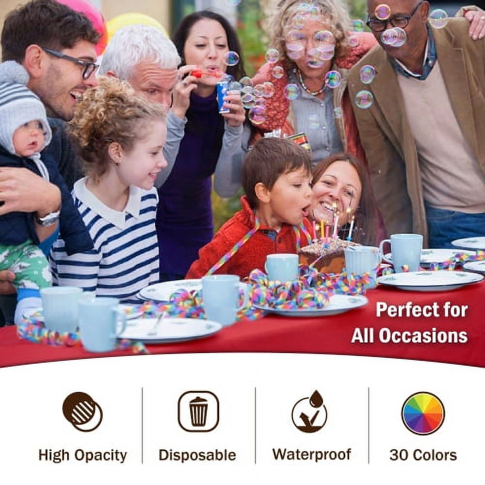 Exquisite 6-Pack Premium Plastic Tablecloth 54in. x 108in. Rectangle Plastic Table Cover