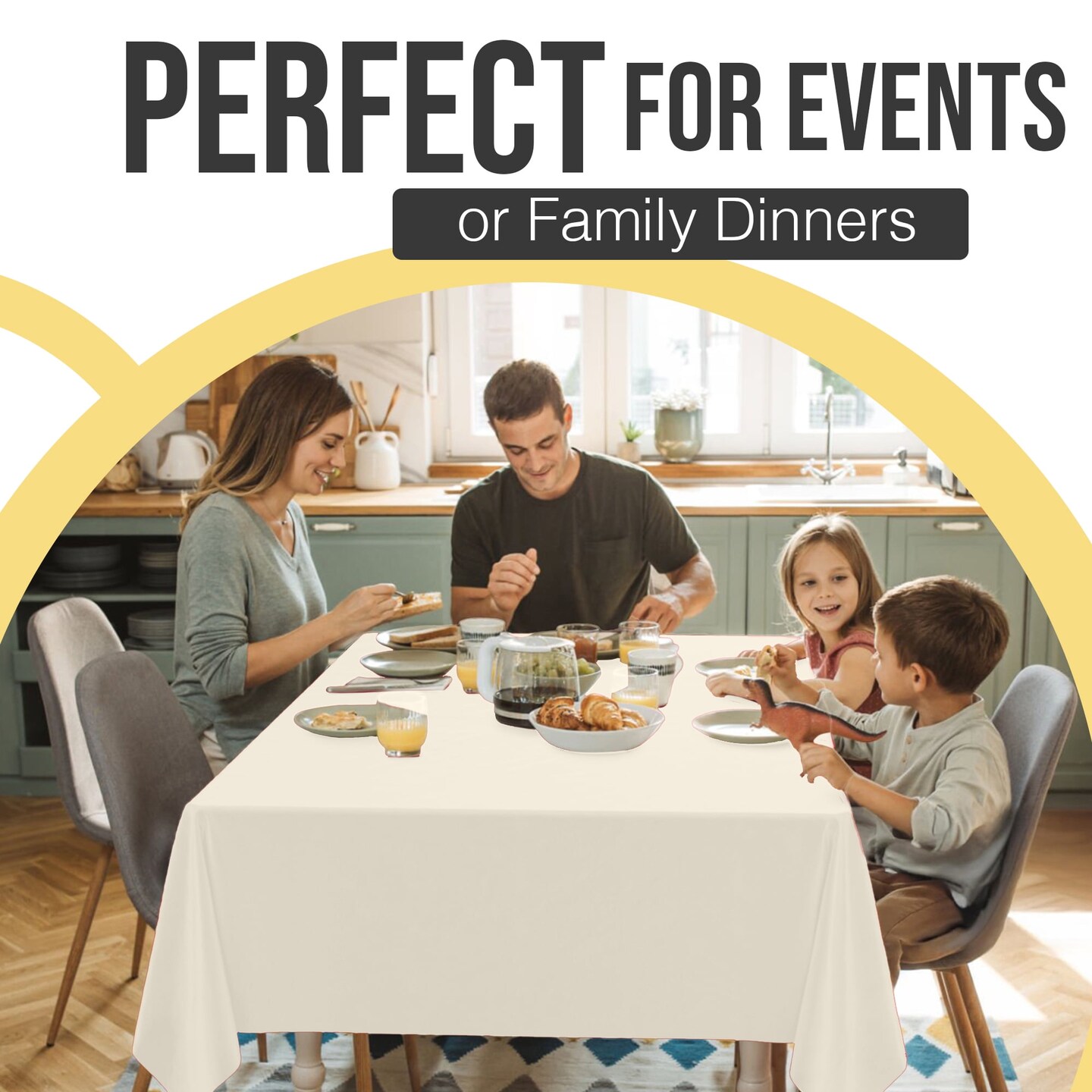 Exquisite 12-Pack Premium Plastic Tablecloth 54in. x 108in. Rectangle Plastic Table Cover