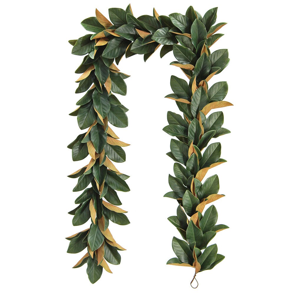 9&#x27; Faux Green Magnolia Leaf Garland