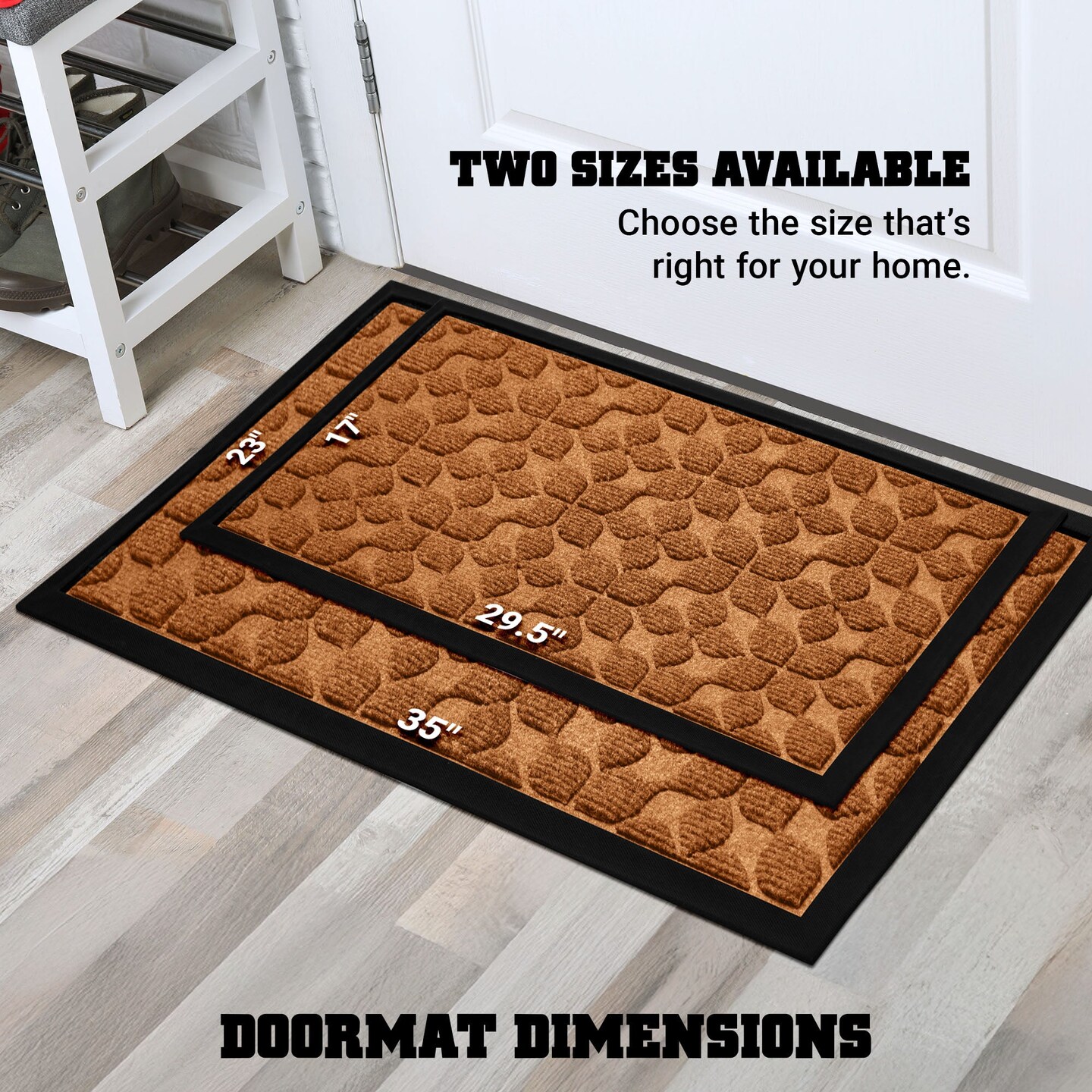 G128 Home Entrance Brown Geometric Floral Pattern Door Mat | 23x35 In | Thick Absorbent Natural Rubber Non Slip, Indoor/Outdoor, Easy Clean, Welcome Mats for Front Door/Patio/Garage