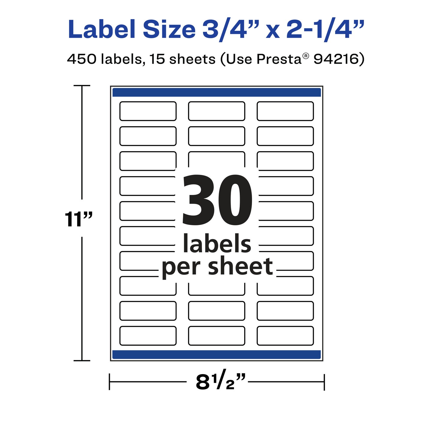 Avery Matte White Removable Rectangle Labels with Sure Feed Technology, Print-to-the-Edge, .75" x 2.25"