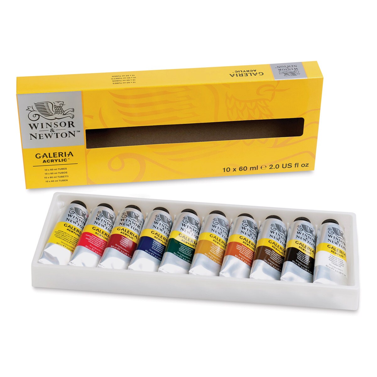 Winsor & Newton Galeria Acrylics - Set of 10, Assorted Colors, 60 ml