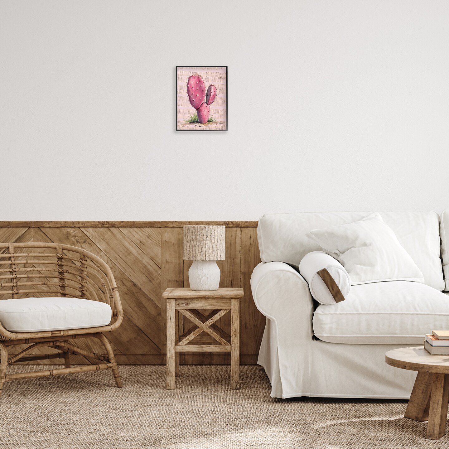 Stupell Industries Pink Prickly Pear Cactus Framed Giclee Wall Art Design by Lettered and Lined