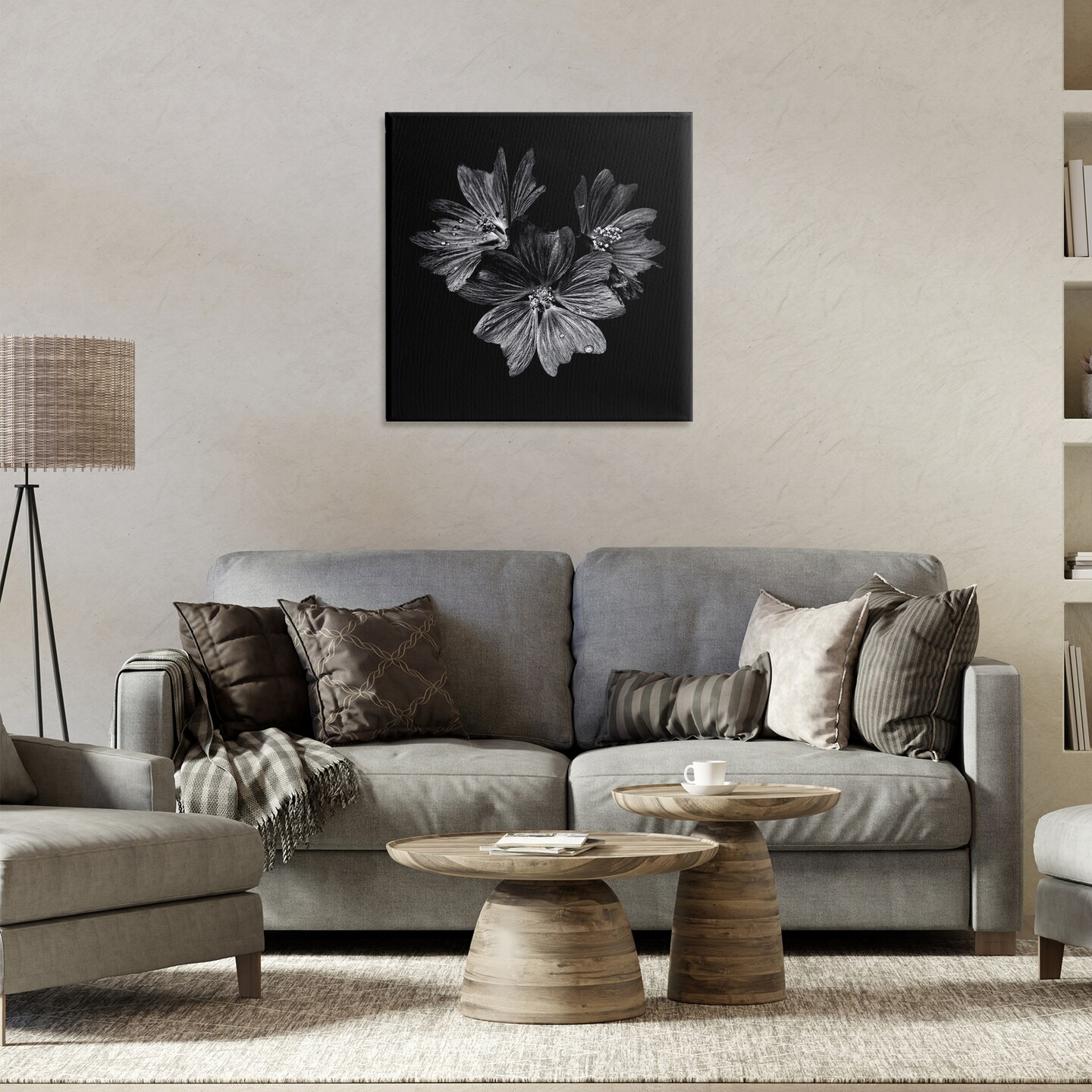 Stupell Industries Blossom Trio on Black Canvas Wall Art Design by Brian Carson