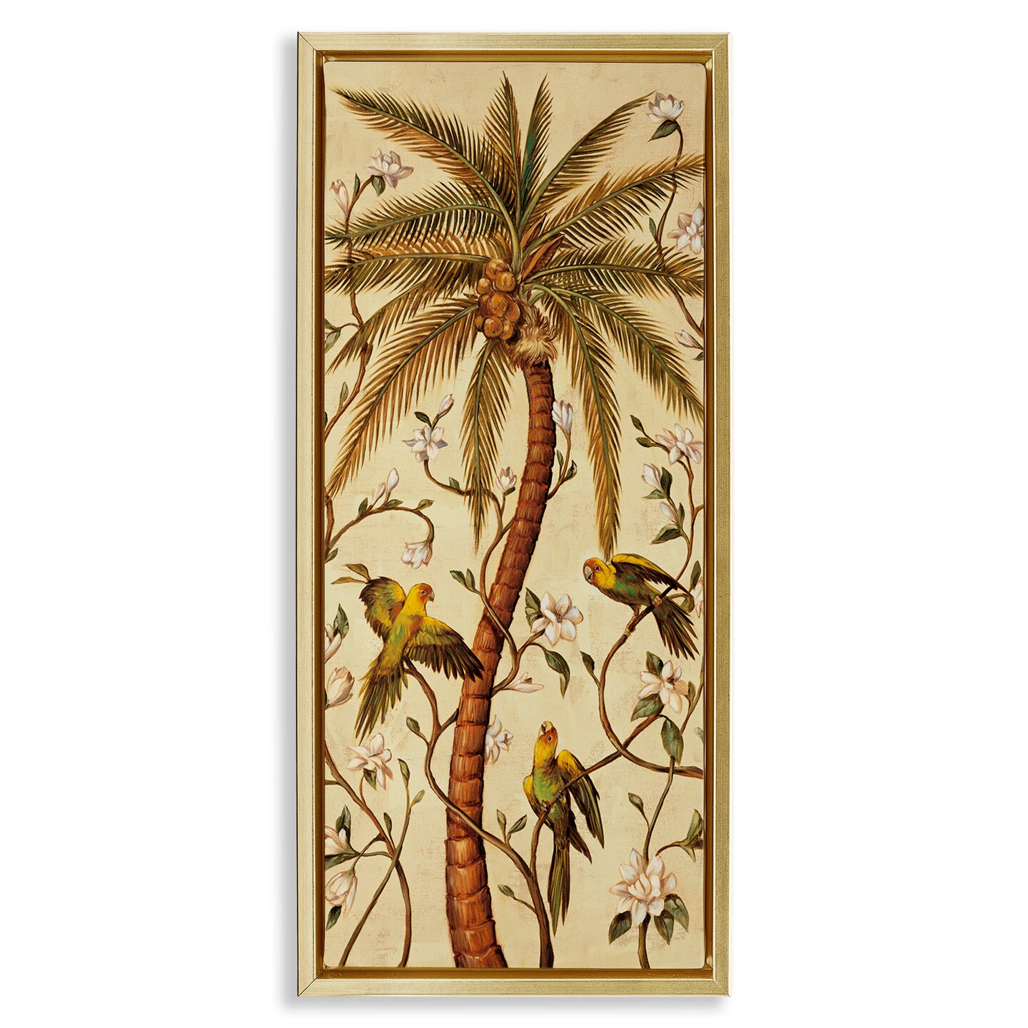 Stupell Industries Parrots & Curvy Palm Tree Floater Framed Canvas Wall Art Design by Rodolfo Jimenez
