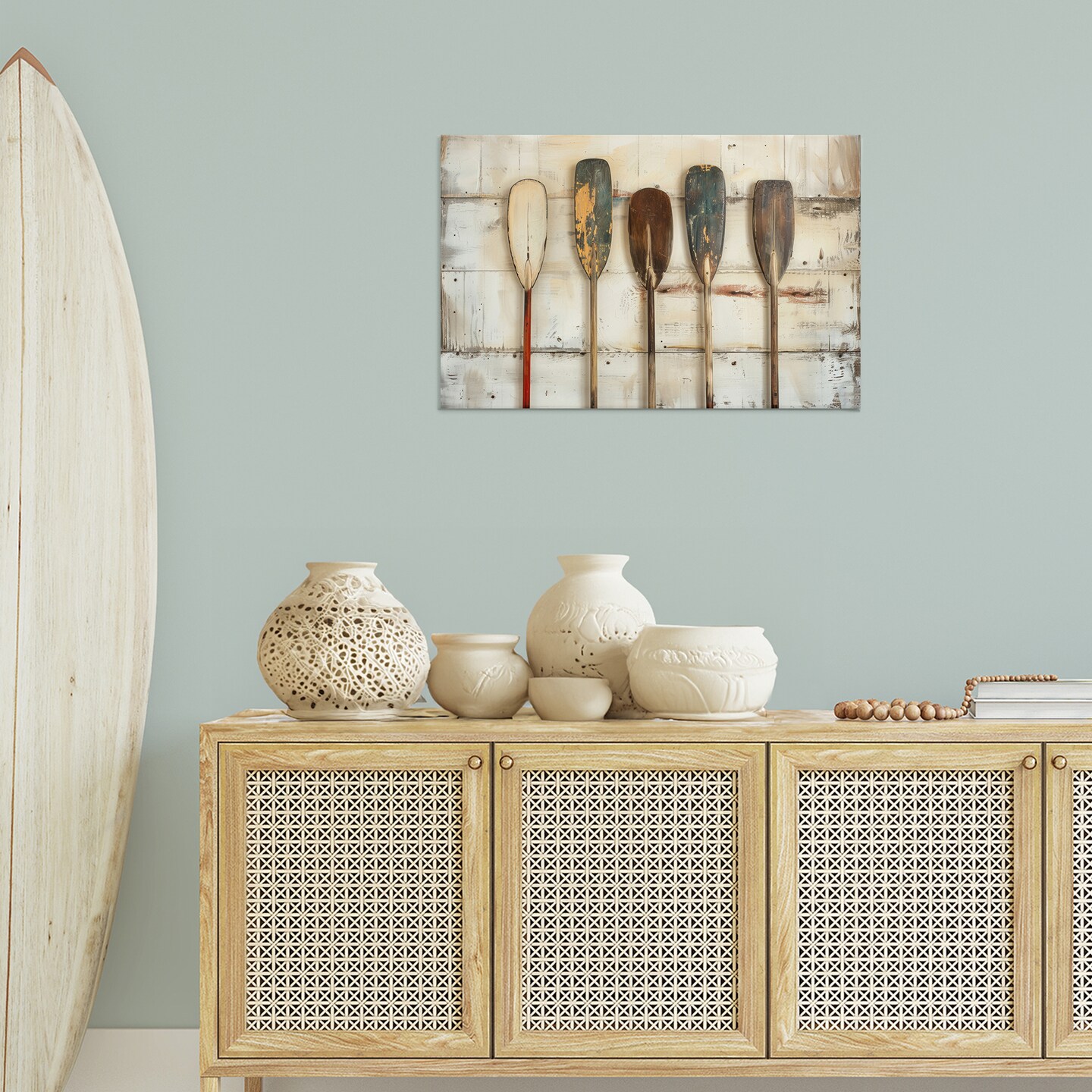 Stupell Industries Rustic Oar Lineup Canvas Wall Art Design by Arlington Prints