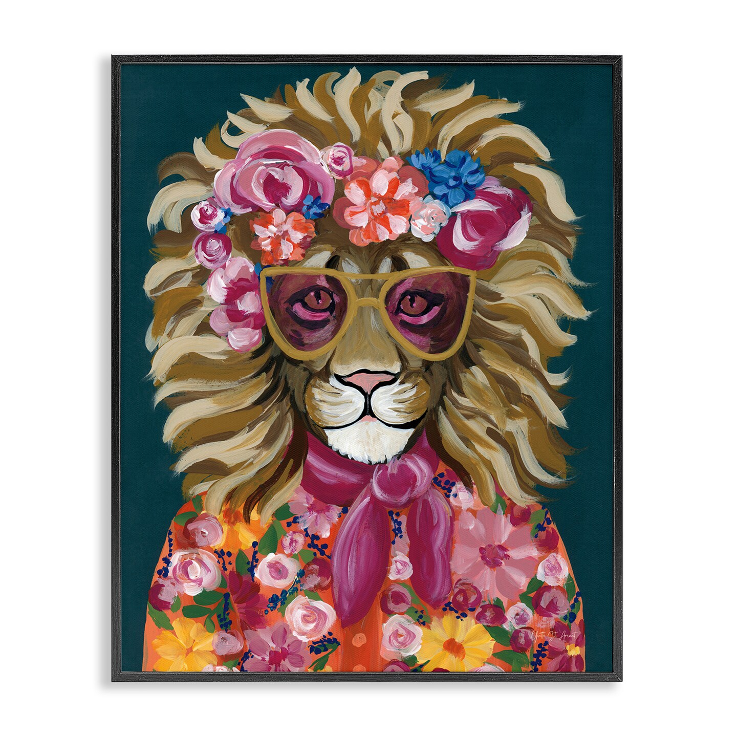 Stupell Industries Miami Living Lion Framed Giclee Wall Art Design by Yvette St. Amant