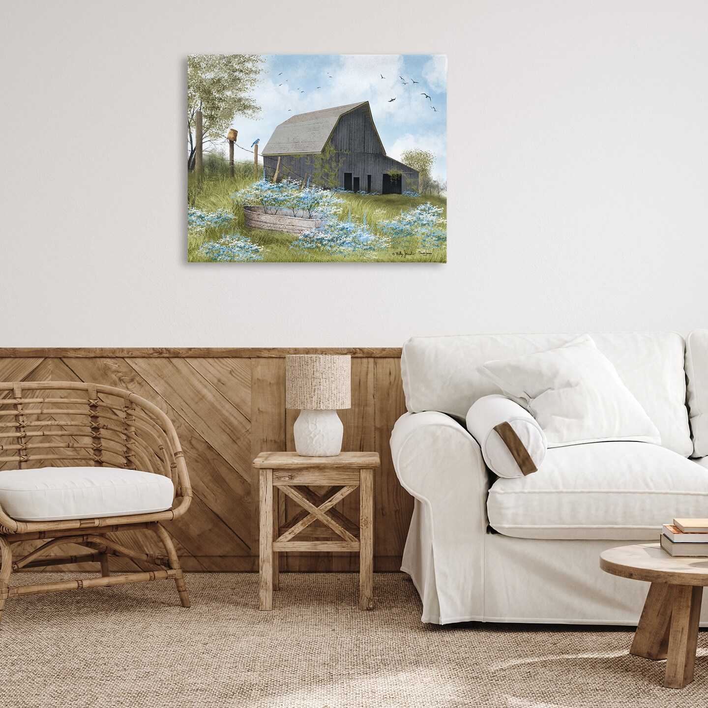 Stupell Industries Blue Floral Country Garden Canvas Wall Art Design by Billy Jacobs