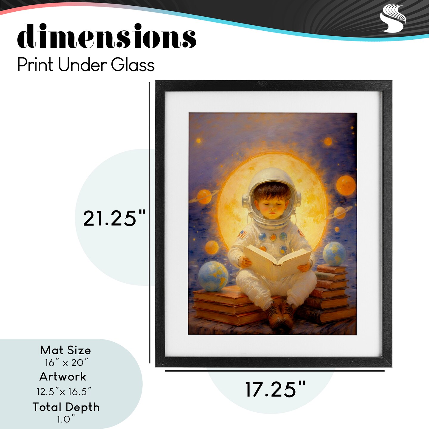 Stupell Industries Astronaut Child Learning Framed Print Under Glass, design by Angie Hawke