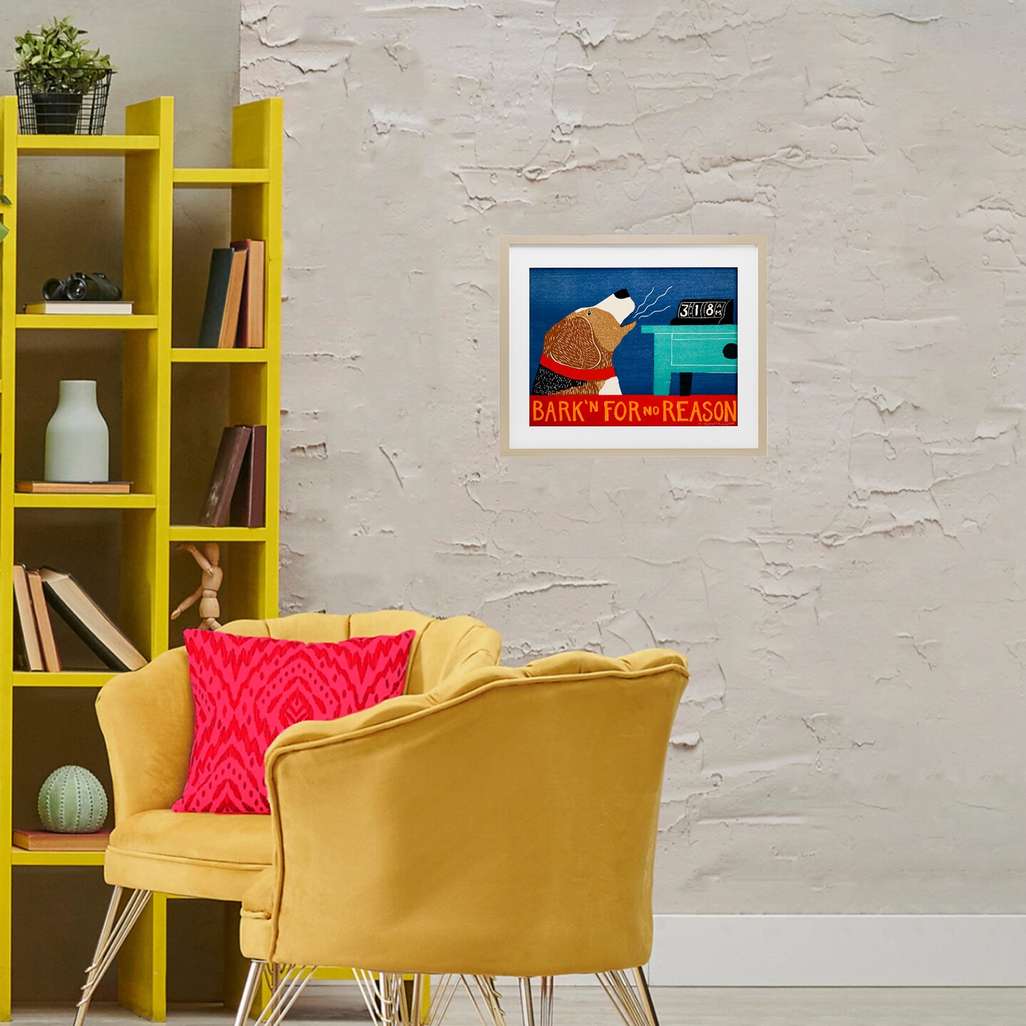 Stupell Industries Bark'n For No Reason Framed Print Under Glass, design by Stephen Huneck