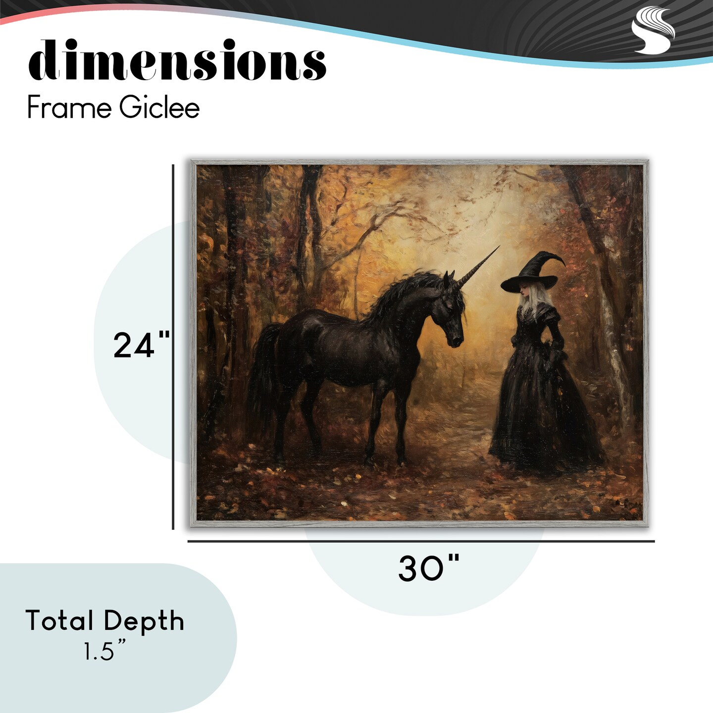 Stupell Industries Witch & Black Unicorn Framed Giclee, design by Arlington Prints