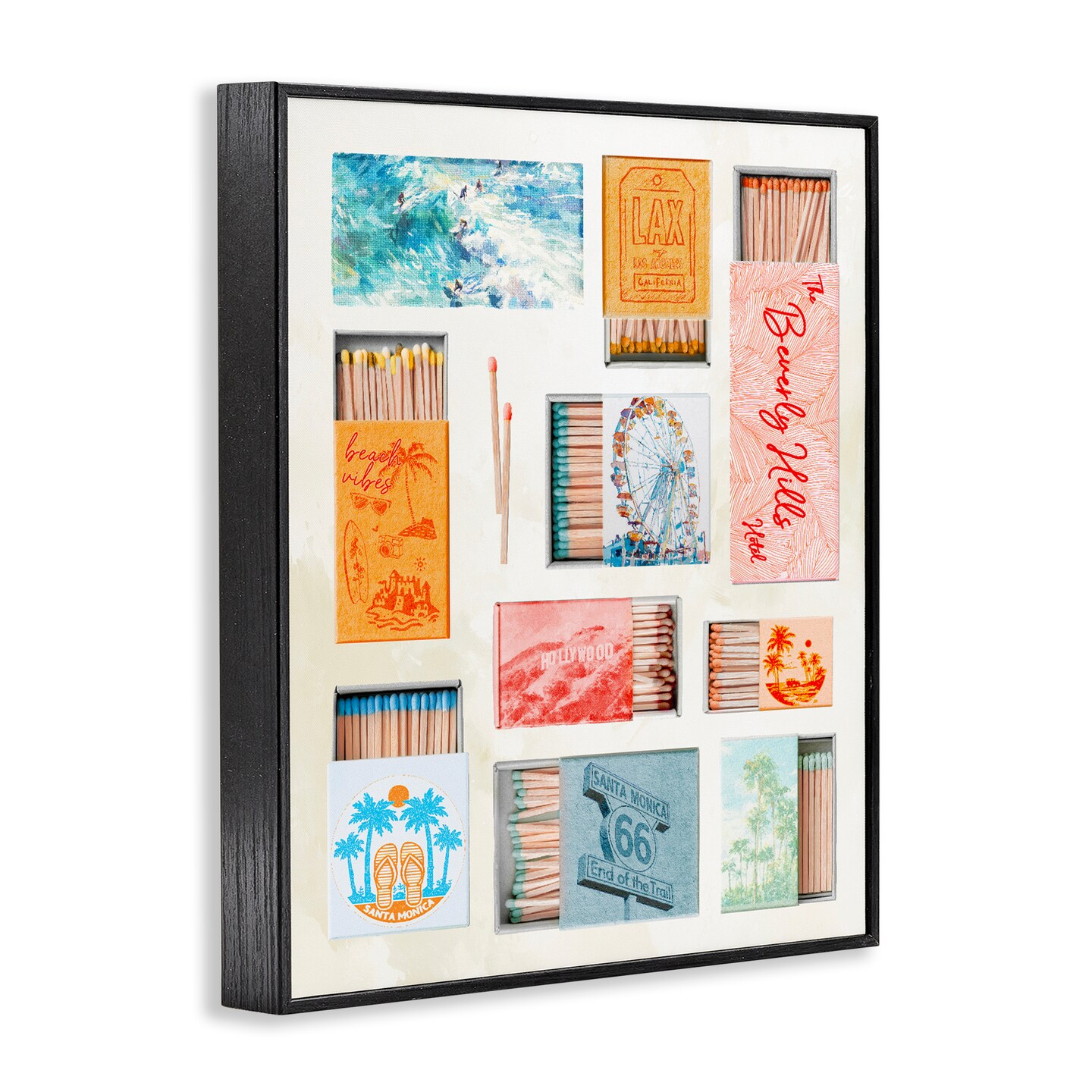 Stupell Industries California Beach Matchboxes Framed Giclee, design by Ziwei Li