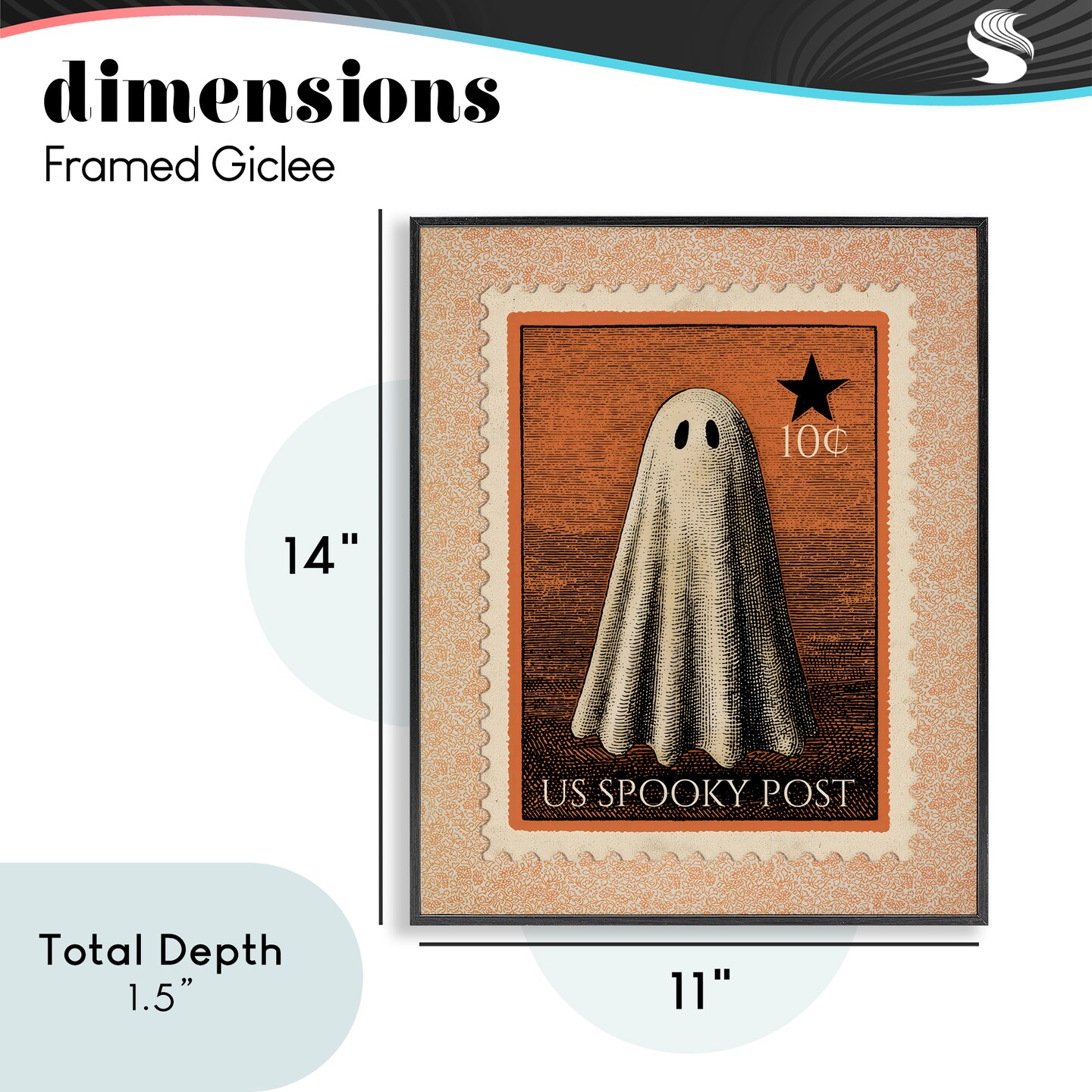 Stupell Industries Vintage Ghost Stamp Framed Giclee, design by Arlington Prints