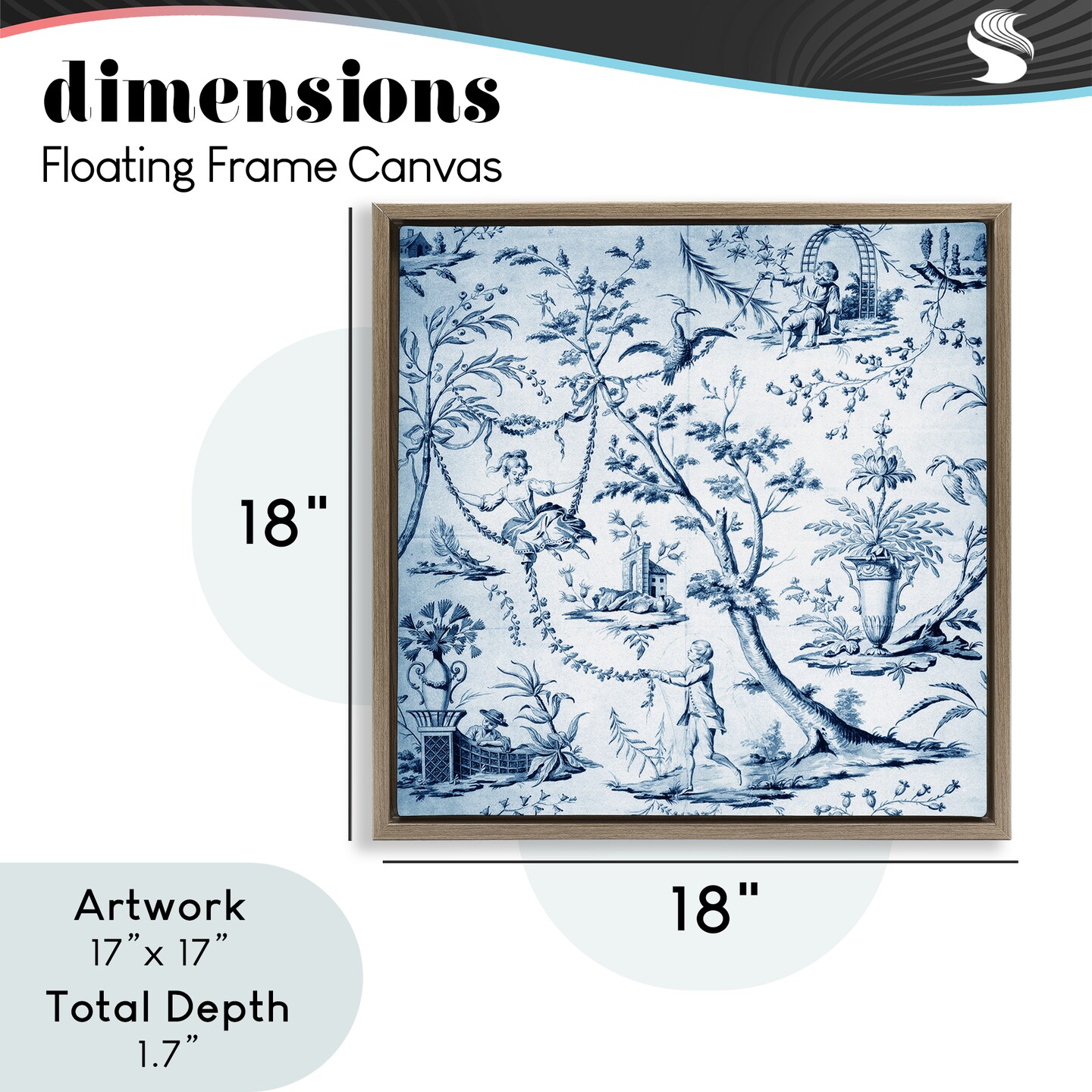 Stupell Industries Vintage Toile Scene Floating Frame, design by Vintage Hustle