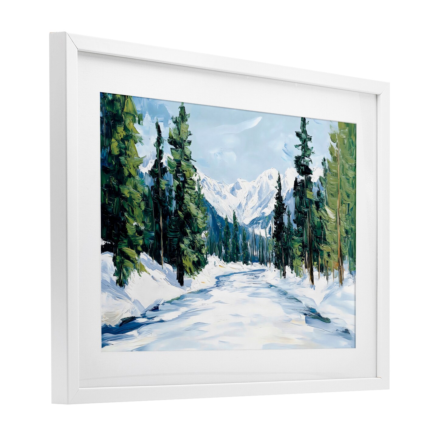 Stupell Industries Snowy Tall Tree Pass Framed Print Under Glass, design by Petal Prints Design