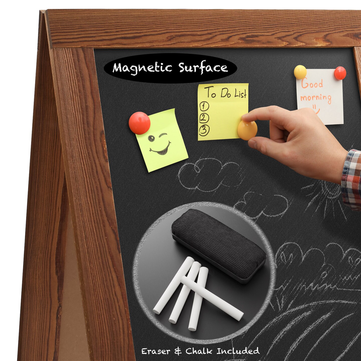 Casafield A Frame Chalkboard Sign, 40&#x22; x 20&#x22; Double-Sided Magnetic Menu Board for Restaurants, Sandwich Shops, Caf&#xE9;s, Sidewalks, Weddings