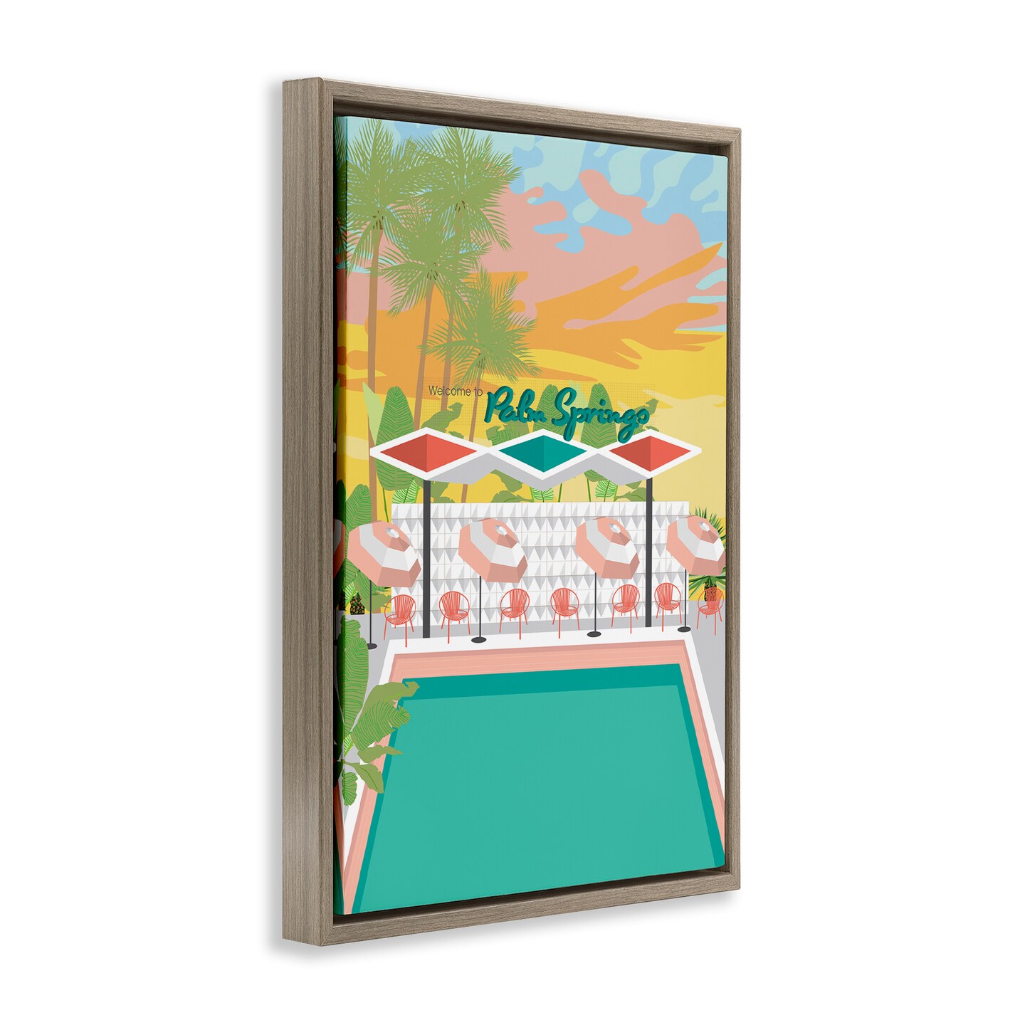 Stupell Industries Palm Springs Pool Time Floater Framed Canvas