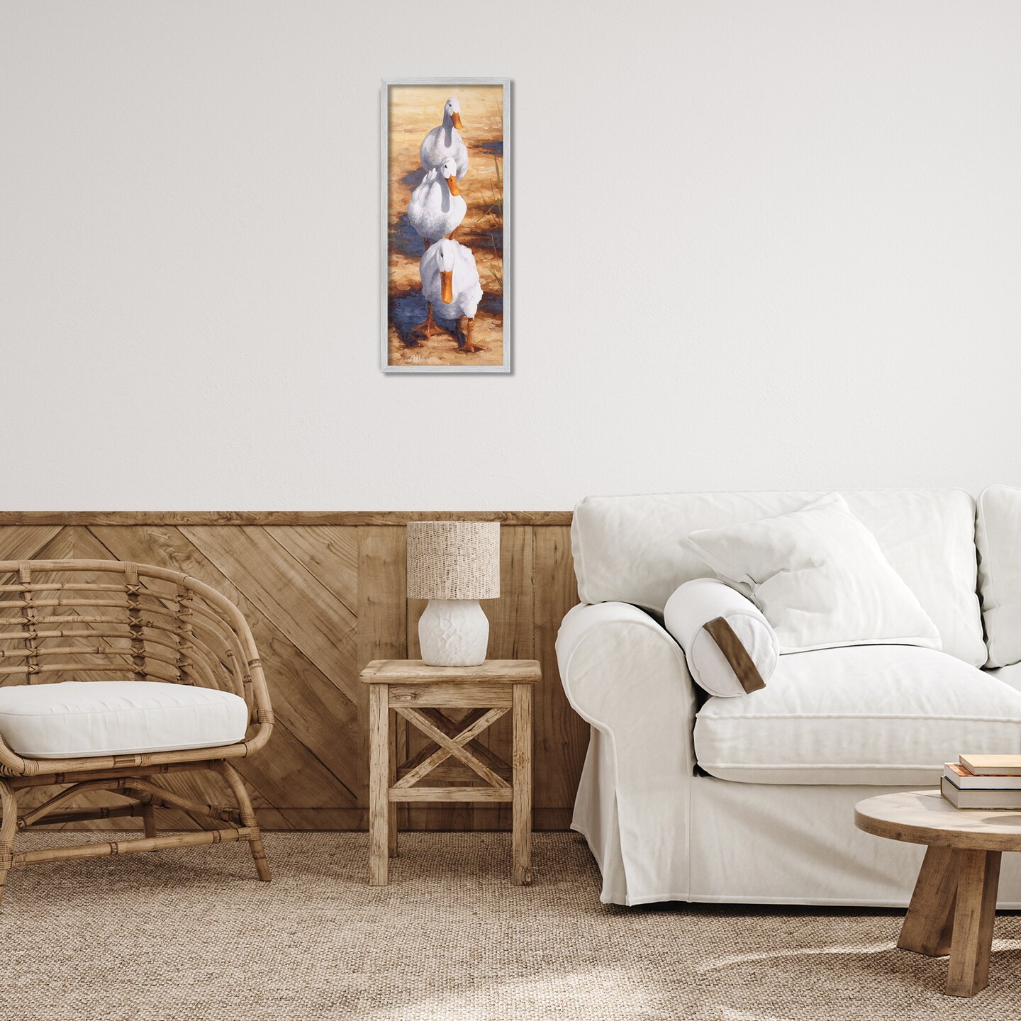 Stupell Industries Cluck Queue Duck Trio Framed Giclee Wall Art Design by Hilary Mayes