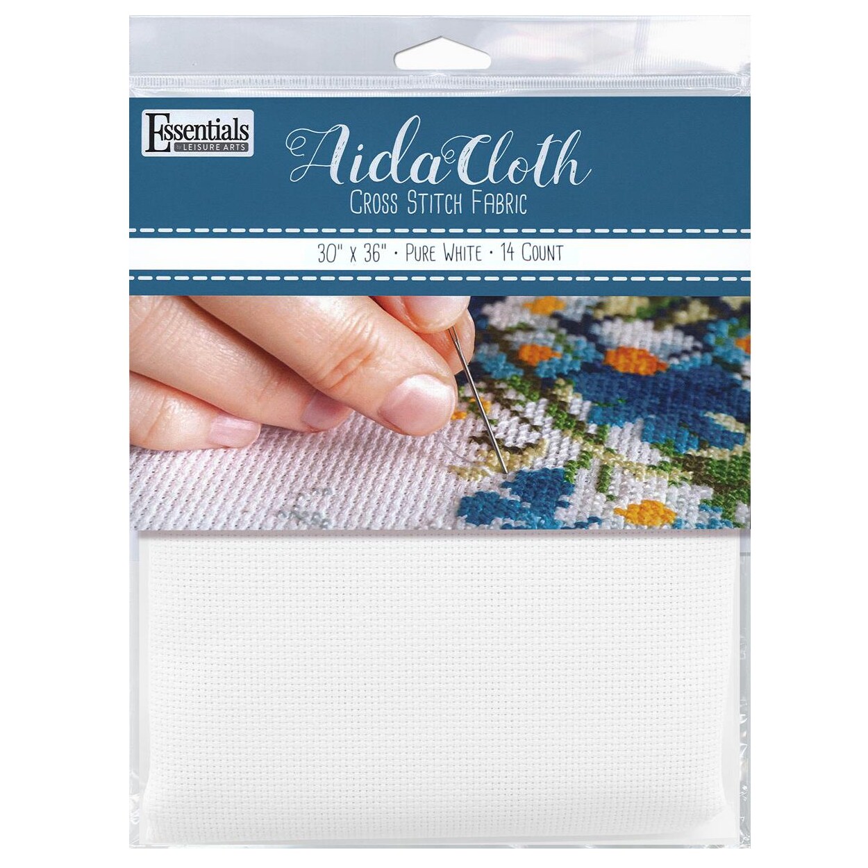 Essentials By Leisure Arts Aida Cloth, 14 Count, Pure White Cross Stitch Fabric, Embroidery Fabric, Cross Stitch Supplies For Crafting, Stitching, And Sewing Projects 30X36