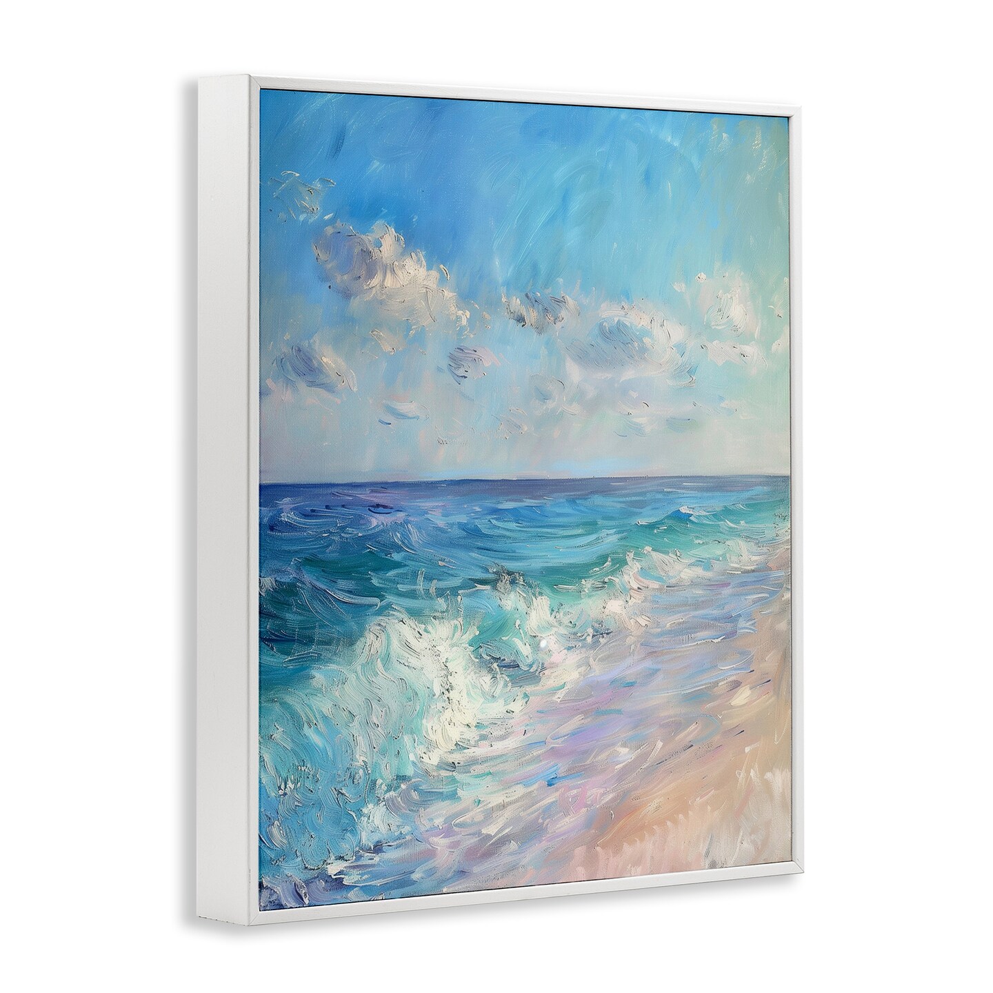 Stupell Industries Soft Ocean Beach Framed Giclee Wall Art Design by LSR Design Studio