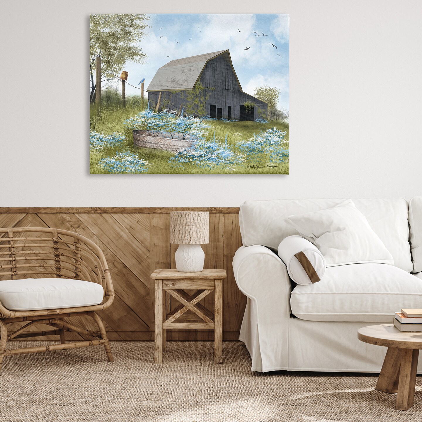 Stupell Industries Blue Floral Country Garden Canvas Wall Art Design by Billy Jacobs