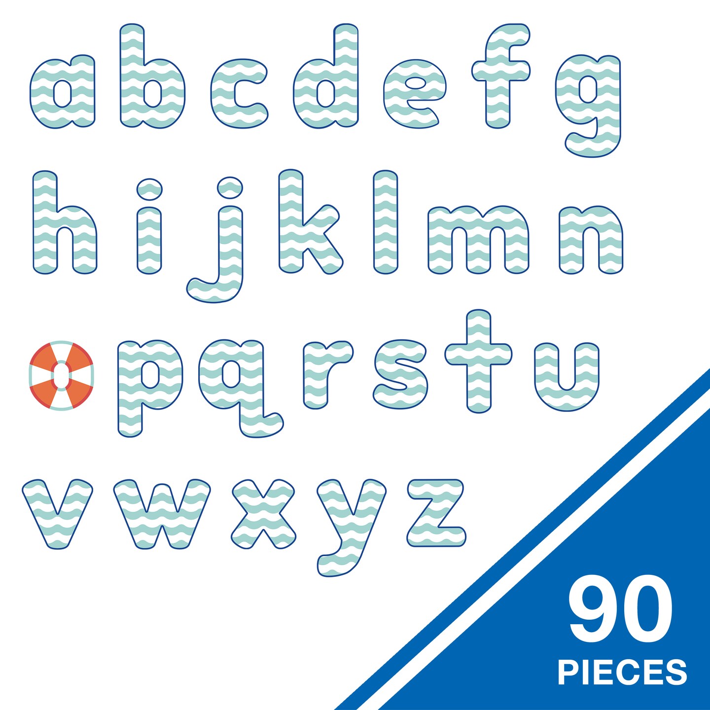 Carson Dellosa 90-Piece SS Discover Cutout Letters, 4&#x22; Nautical Lowercase Alphabet Wall Decor for Bulletin Board, Posterboard, Party, and Classroom Decorations