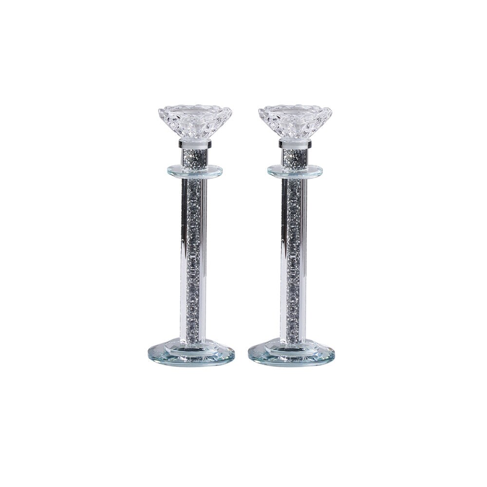 Crystal Candlesticks with Crushed Gemstones