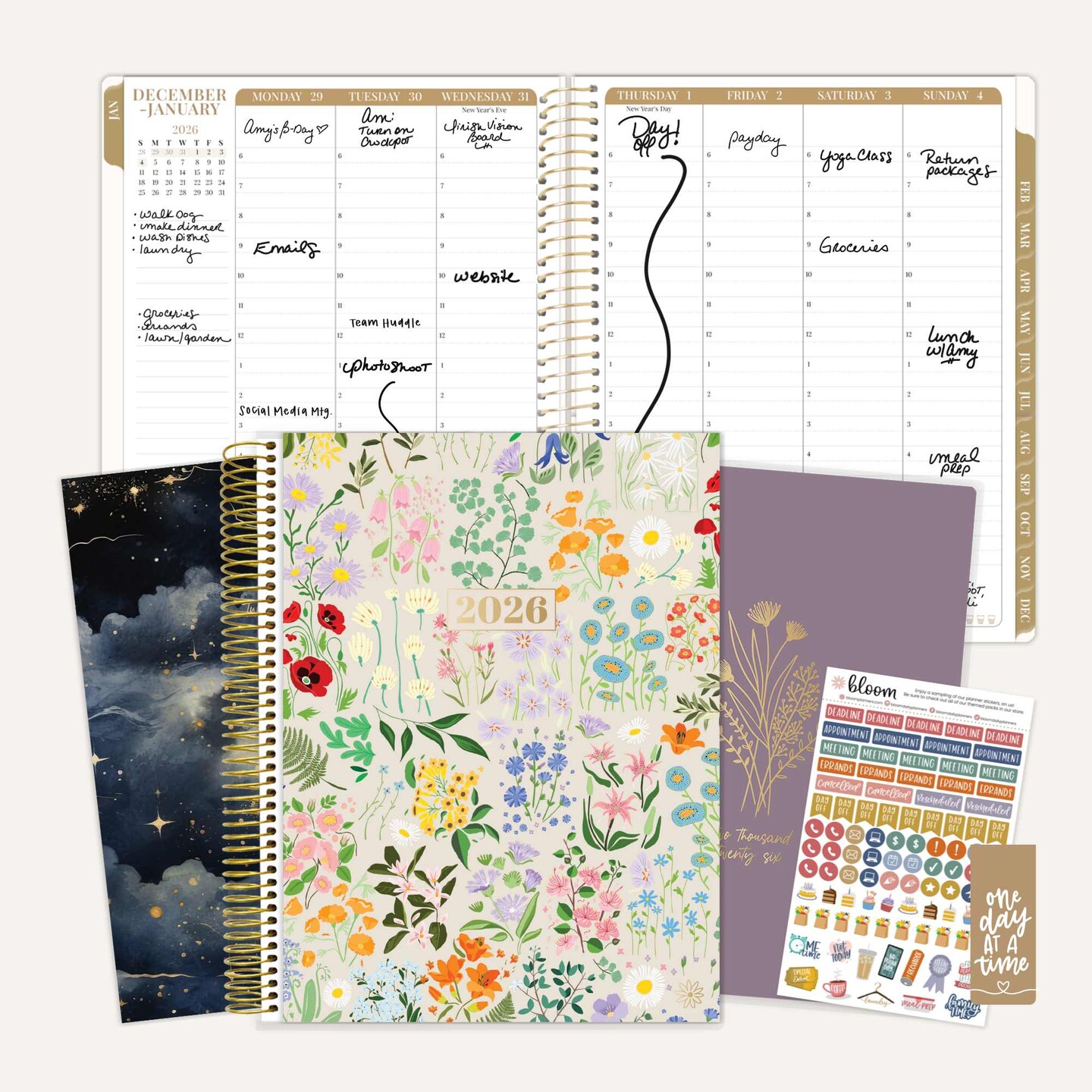 bloom daily planners 2026 Timed Vertical Weekly Planner, 8.5" x 11", Interchangeable Cover