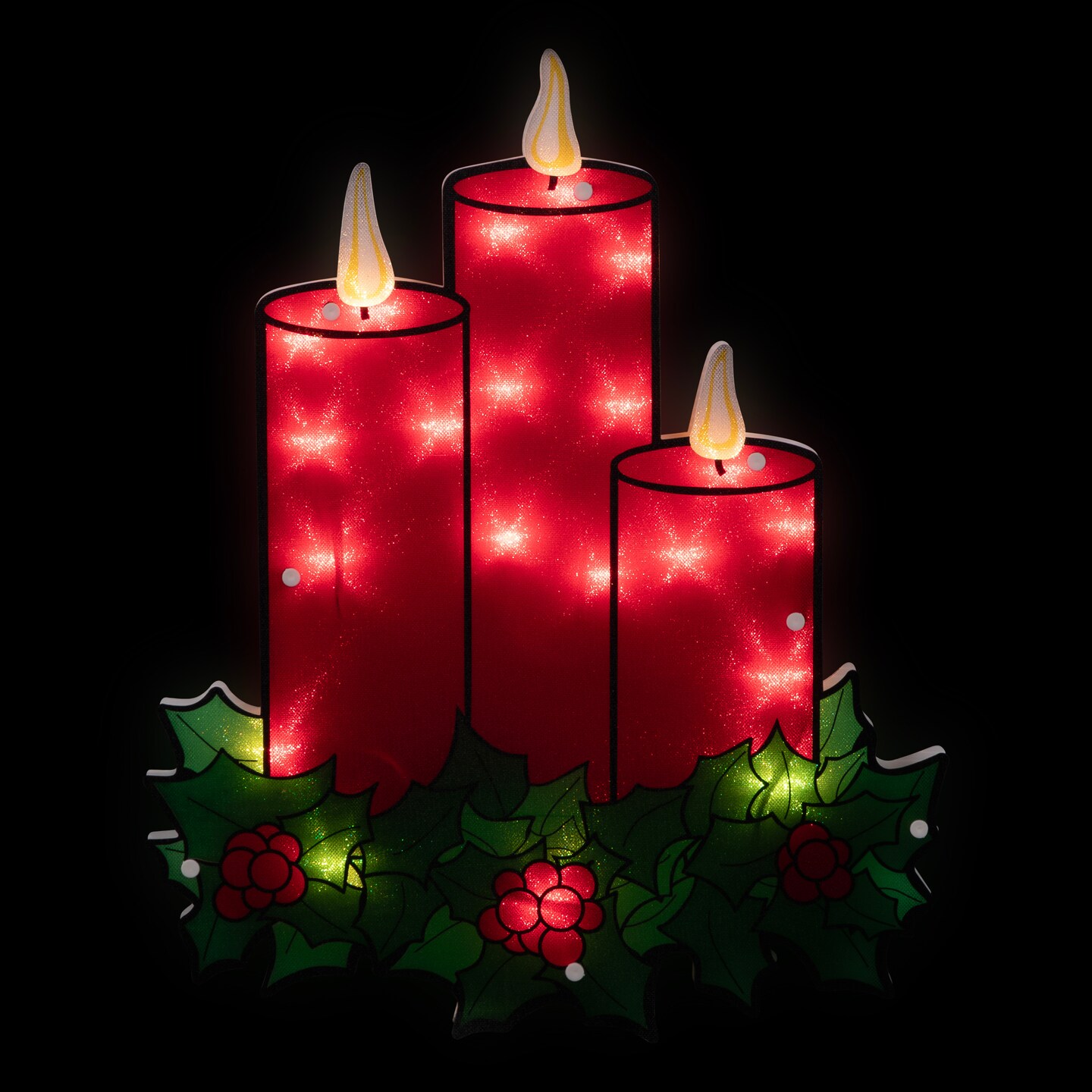 Northlight Lighted Candles Christmas Window Silhouette - 17.5" - Red