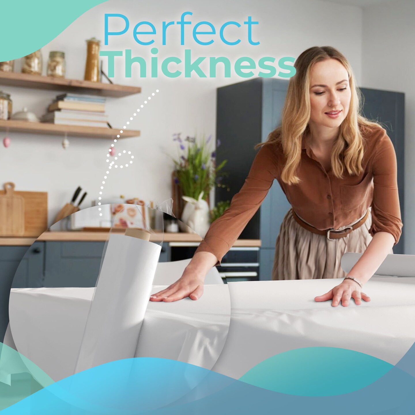 Exquisite Plastic Table Cover Roll &#x2013; 40&#x22; x 300&#x27; Disposable Tablecloth Roll &#x2013; Premium Thick 0.5 MIL Plastic Banquet Roll &#x2013; Party Table Cover Roll for Events &#x26; Catering