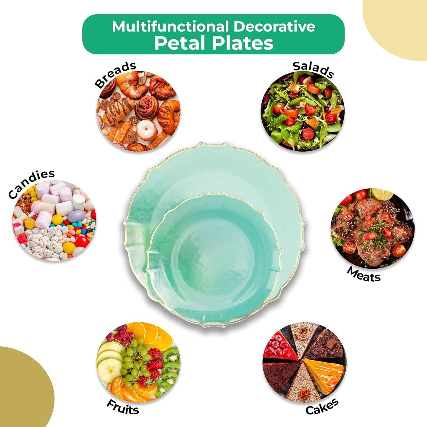 Trendables Plastic Plates for Party Fancy Plastic Dinner Plates For Guest 7.5 inch Dessert Plates & 10 Inch Thin Delicate Disposable Dinnerware Charger Plate Set