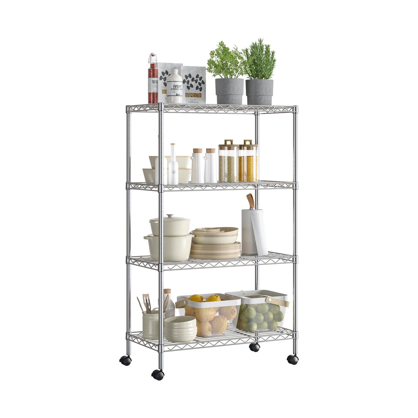 Seville Classics 4-Tier Steel Shelving, 30" W x 14" D x 49.5" H