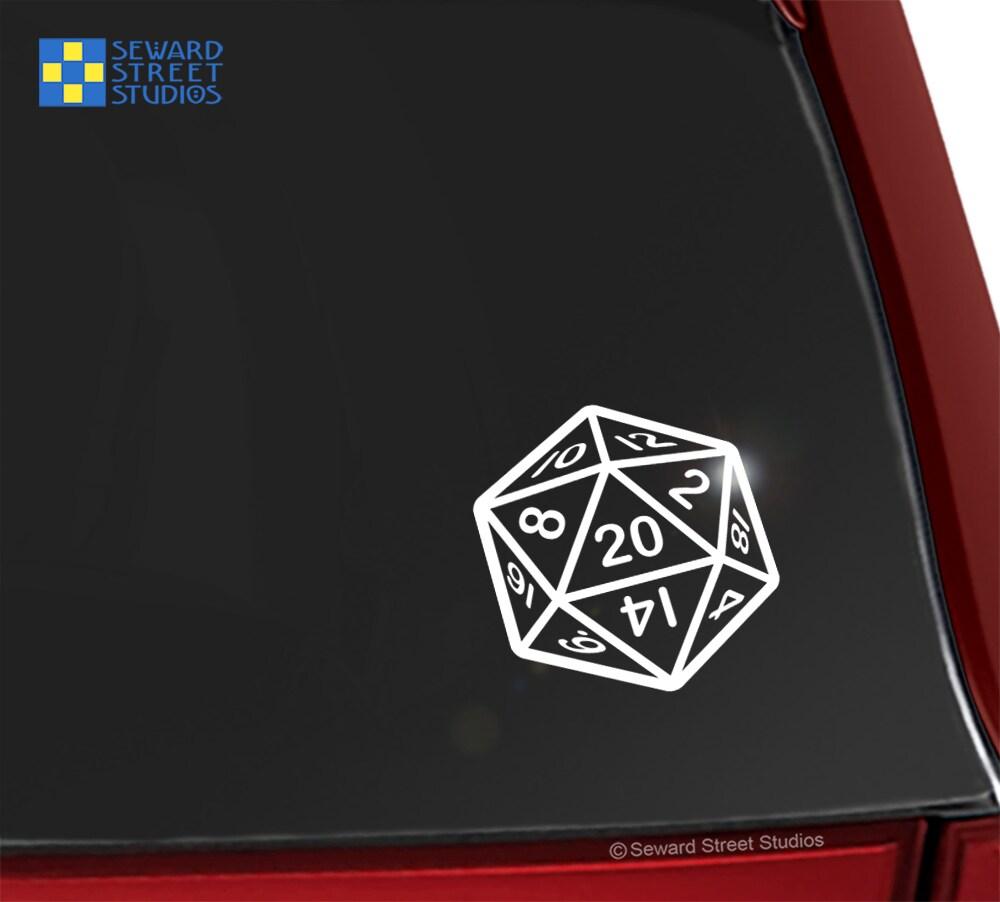 D20 Decal, 20 Sided Dice laptop Sticker, Gaming Dice Laptop