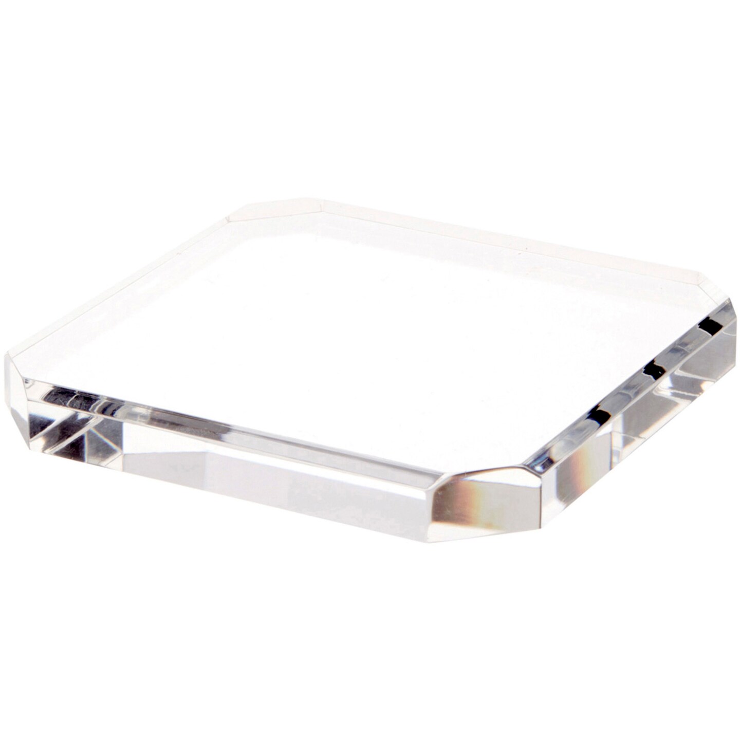 Plymor Clear Acrylic Beveled Corner-Cut Display Base, 6" W x 6" D x 0.75" H