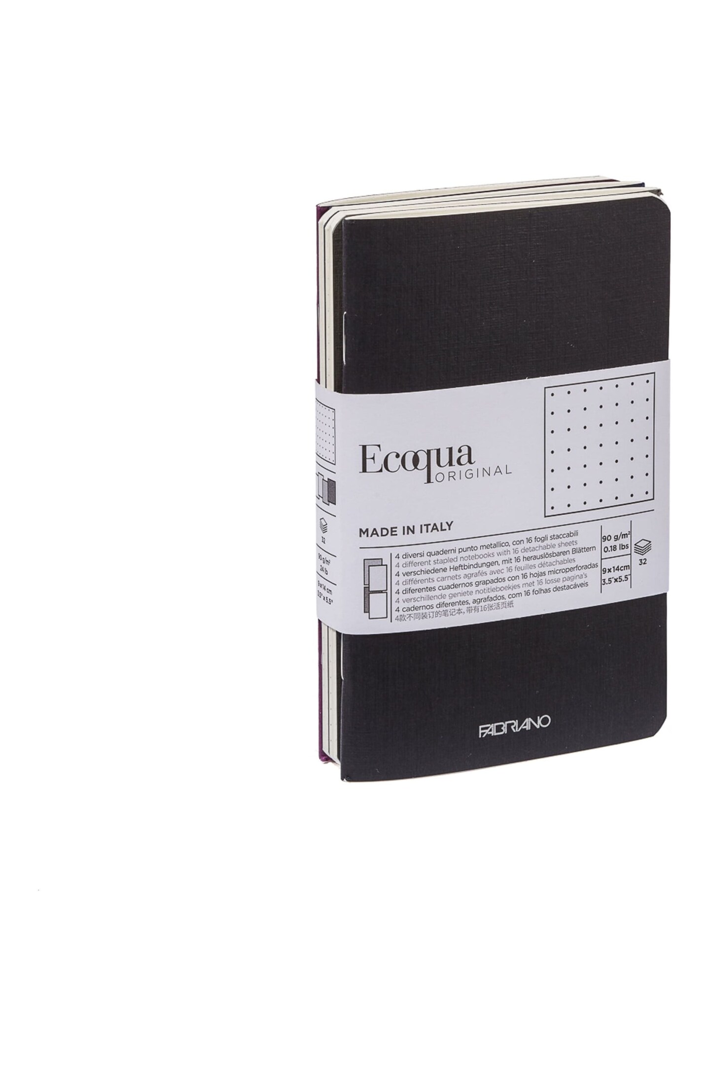 Fabriano EcoQua Pocket-Sized Notebook, 4 Notebook Pack