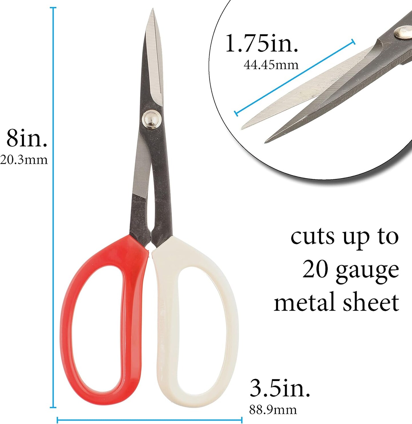 The Beadsmith Plate Shears – Metal Elements – Heavy Duty Scissors – Made of Carbon Steel – 8 Inches/20.3mm Long, 1.75in/44.45mm Cutting Blades – Cuts Up to 20 Gauge Metal Sheet Stock