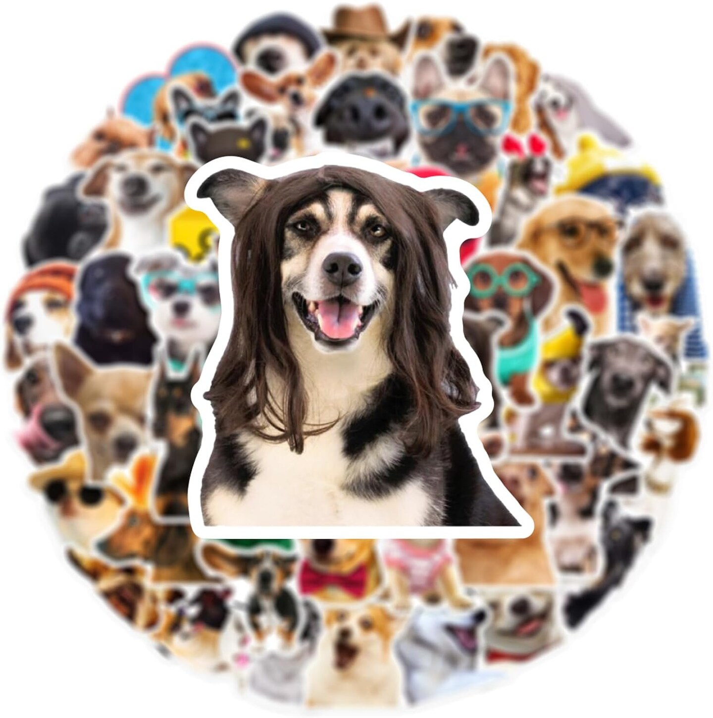 50 PCS Funny Dog Stickers Cute Animal Sticker