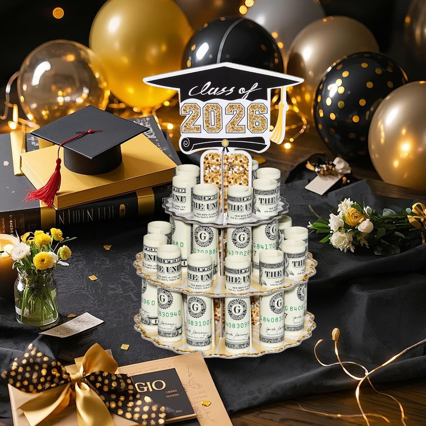 Graduation Money Holder for Cash Gift, 2026 Graduation Gifts Money Holder Leis Cash Cake for Congrats Class of 2026 Graduation Party Supplies (1 pcs)