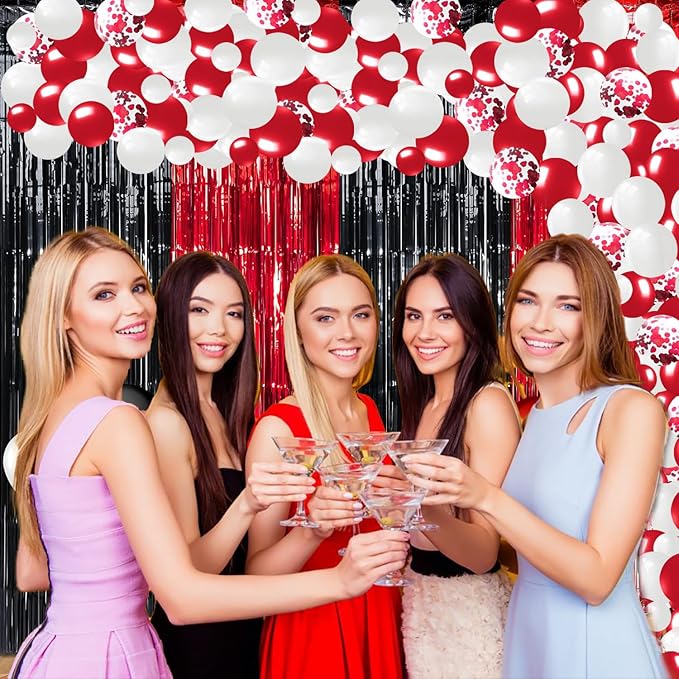 Red and White Balloons Arch Kit,144pcs Red Balloons and White Balloons Garland Kit Valentine Christmas balloons Balloons for Birthday Wedding Engagement Valentines Party Decorations