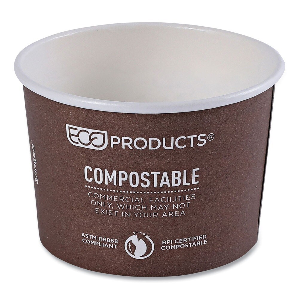 Eco-Products 8 oz. 3.04 in. Diameter x 2.3 in. h World Art Renewable and Compostable Paper Food Container - Brown (1000/Carton)