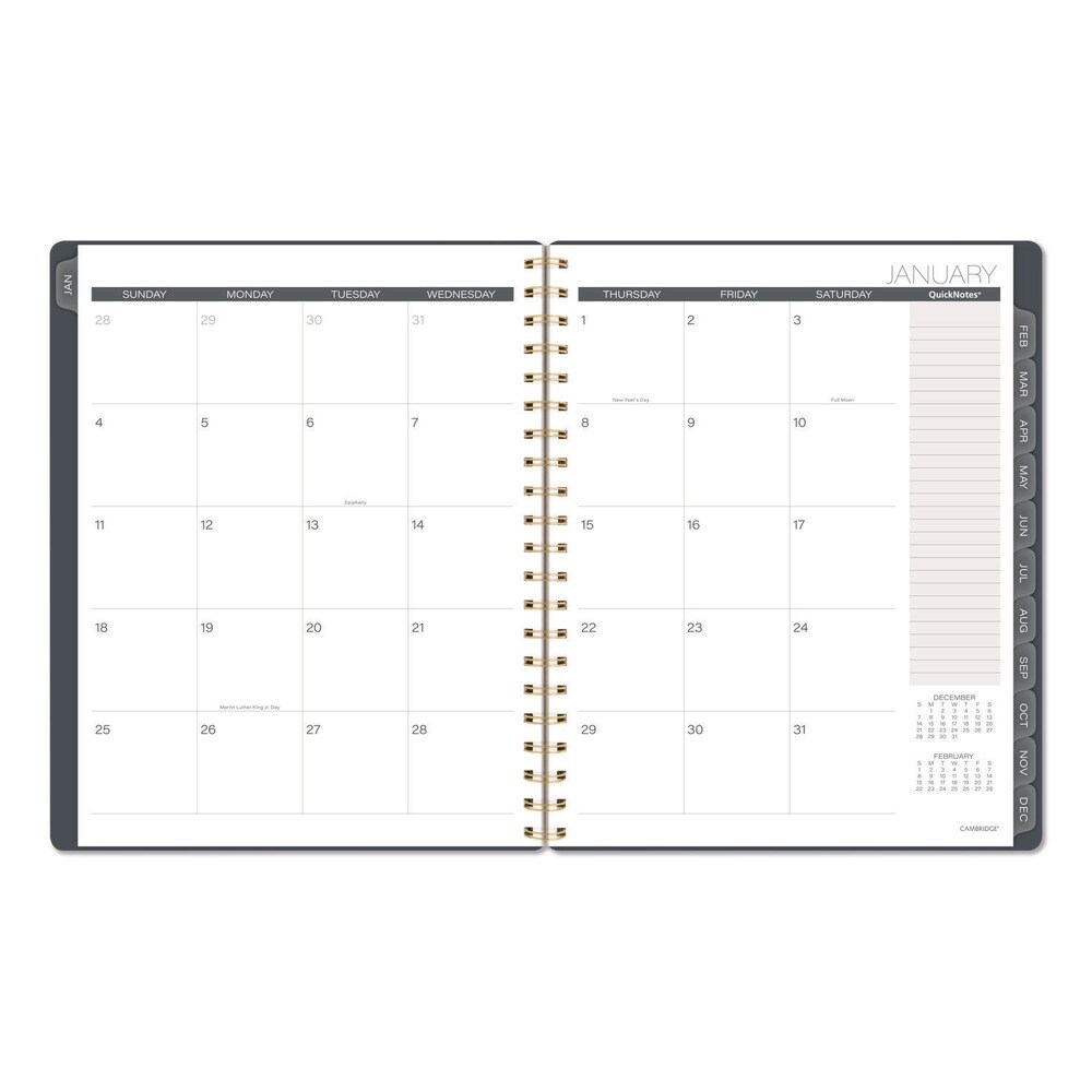 AT-A-GLANCE 11 in. x 8.5 in. 12-Month (Jan-Dec 2026) Hera Weekly Monthly Planner - Black/Gold Cover