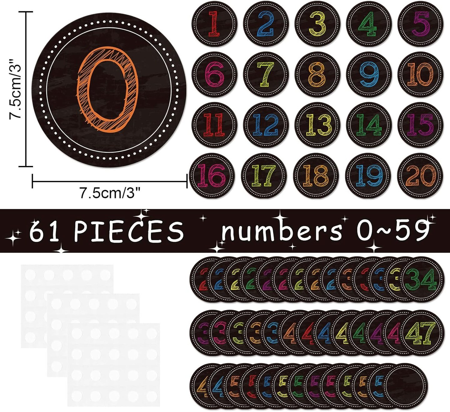 60 PCS Classroom Number Cutouts Bulletin Board Decor