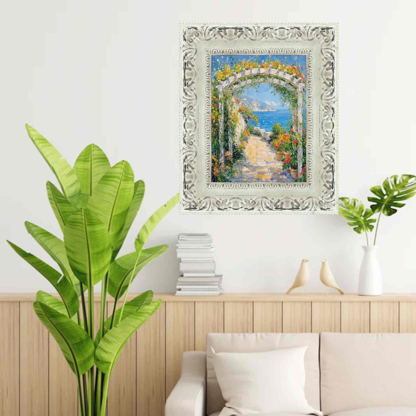 Wide Alabaster White Wash With Charcoal Picture Frame 36x48 frame