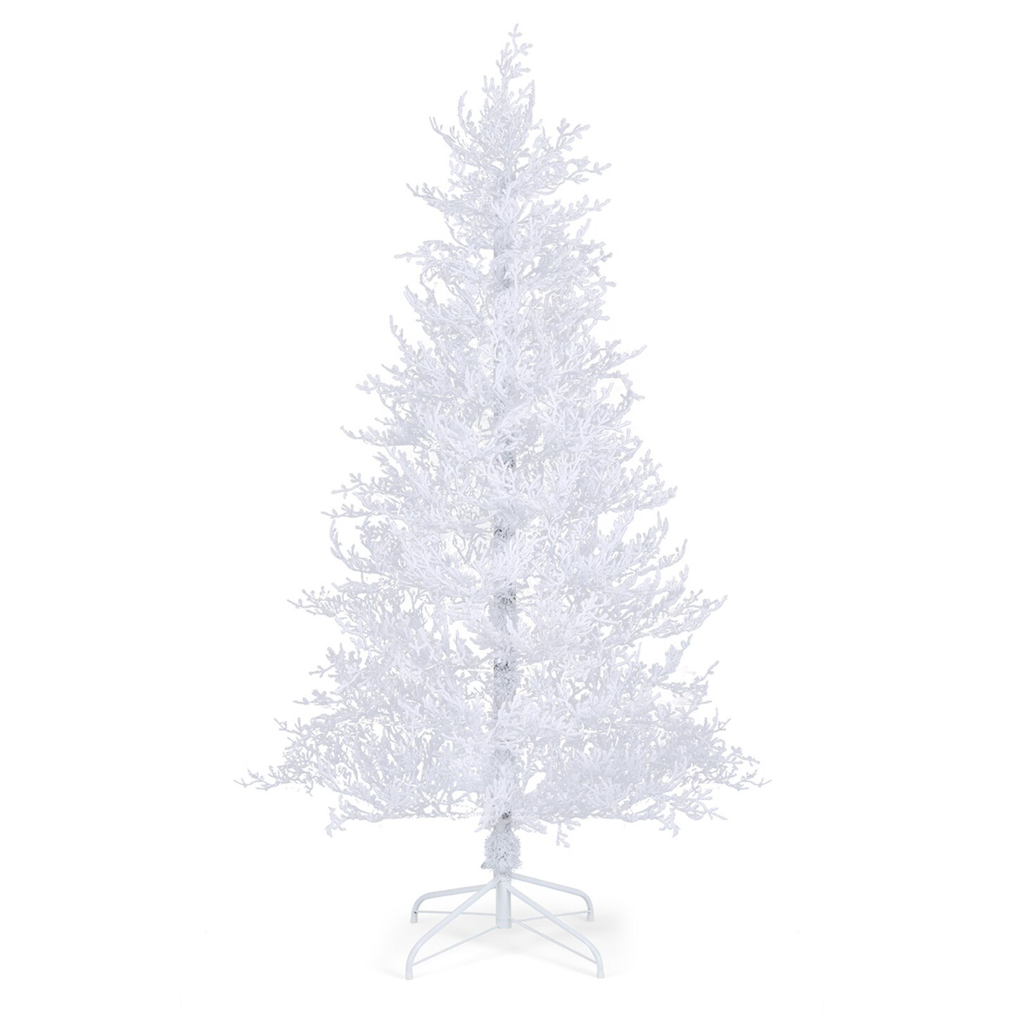 Costway 6 FT Pre-Lit Christmas Tree Snow Flocked Hinged 11 Lighting Modes with 300 Lights