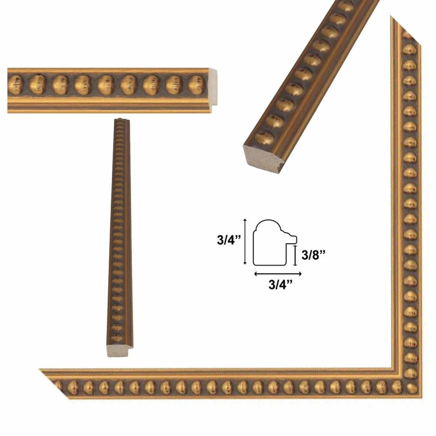 Slim Gold Leaf Beaded Picture Frame 18x24 frame