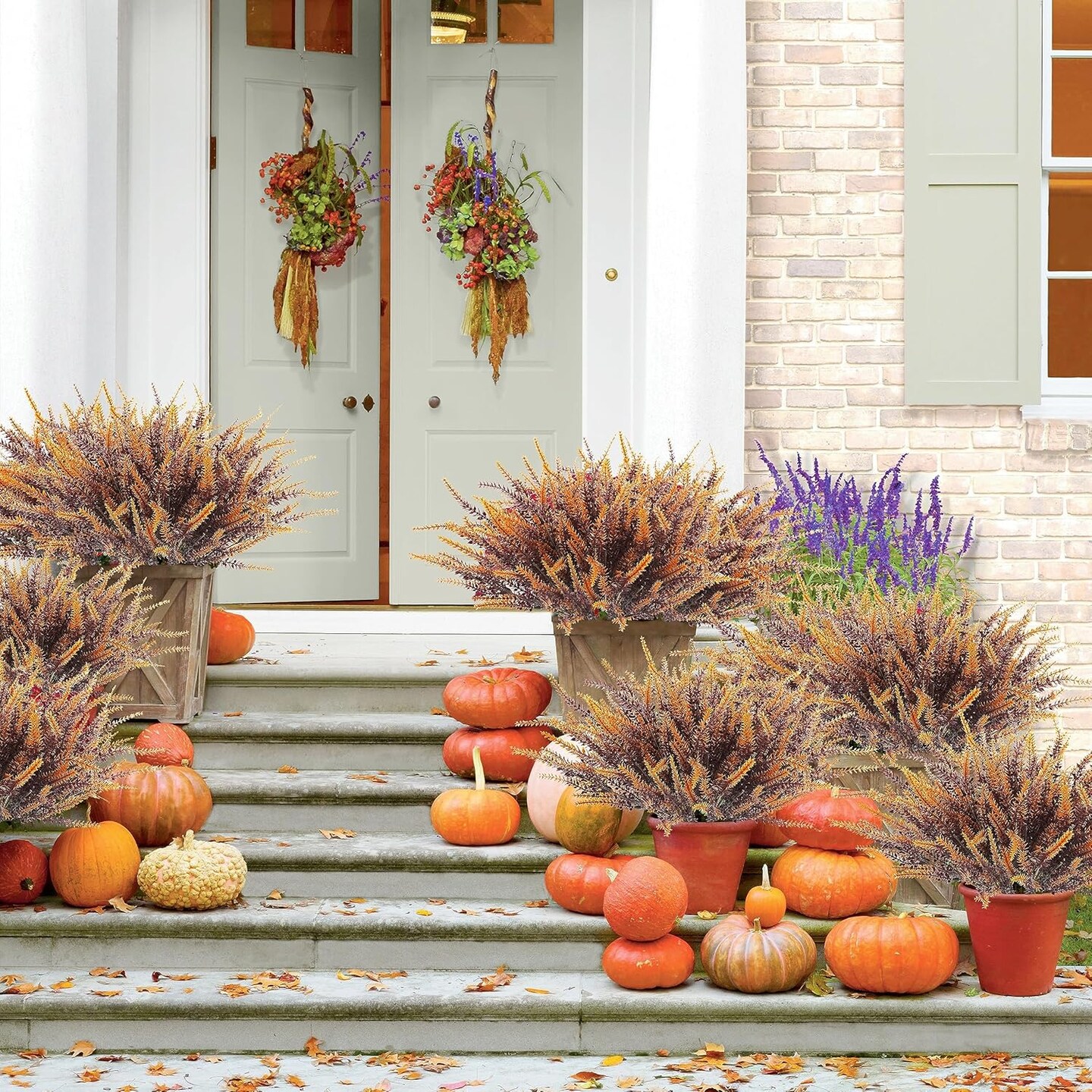 12 Bundles Artificial Fall Flowers Outdoors Fake Fall