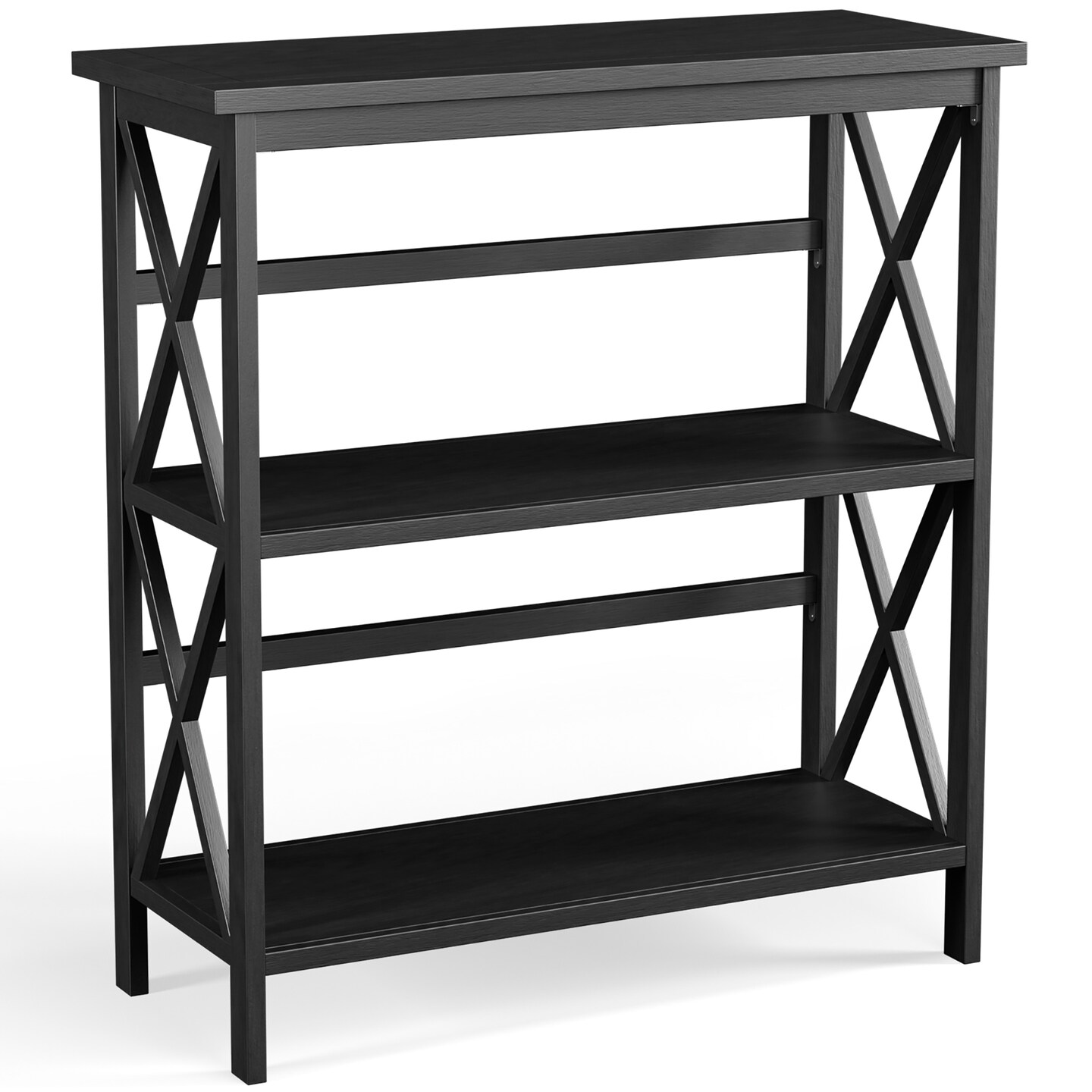 Costway 3-Tier Bookshelf Wooden Open Storage Bookcase for Home Office White\Black\Coffee\Natural