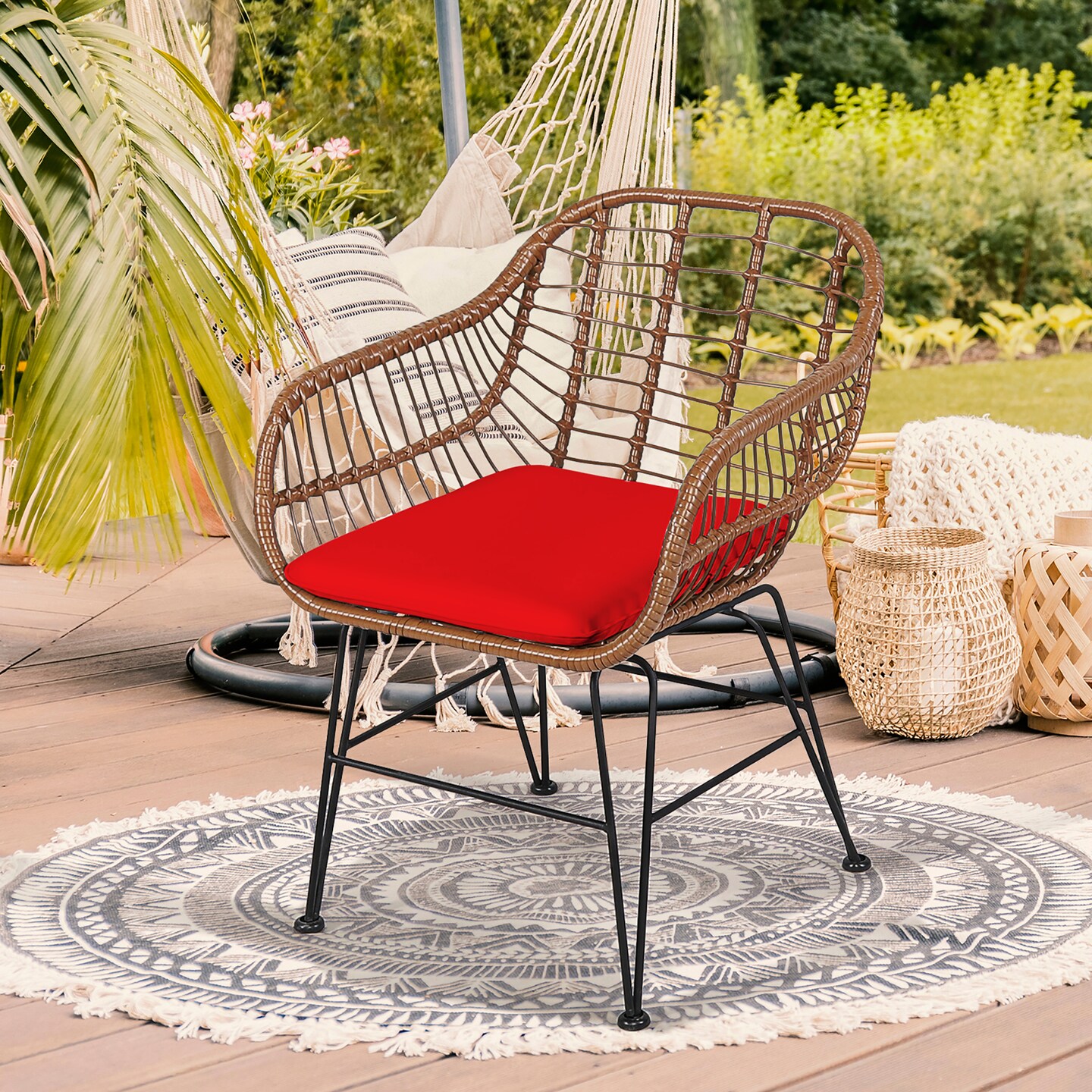 Costway 3PCS Patio Rattan Bistro Set Coffee Table Armchair Garden
