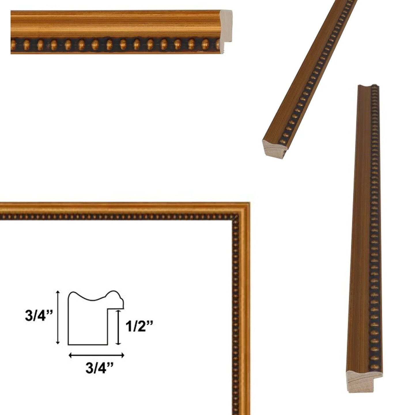 Narrow Bead Antique Gold Picture Frame 12x18 frame