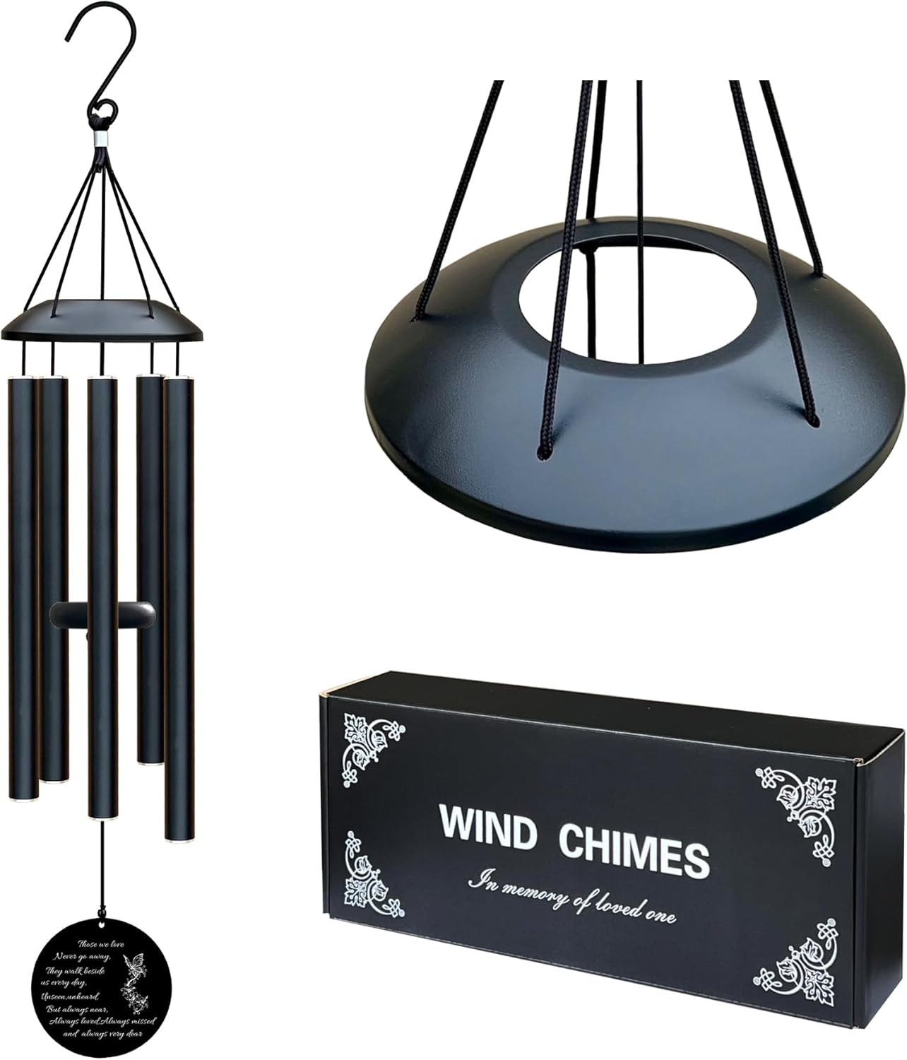 Memorial Wind Chimes for Loss of Loved One, Sympathy Gift for Loss of Mother Father Grandma Grandpa Outdoor Wind Chimes for Outside Metal Wind Chimes Hanging, 35", Yard Art Decor